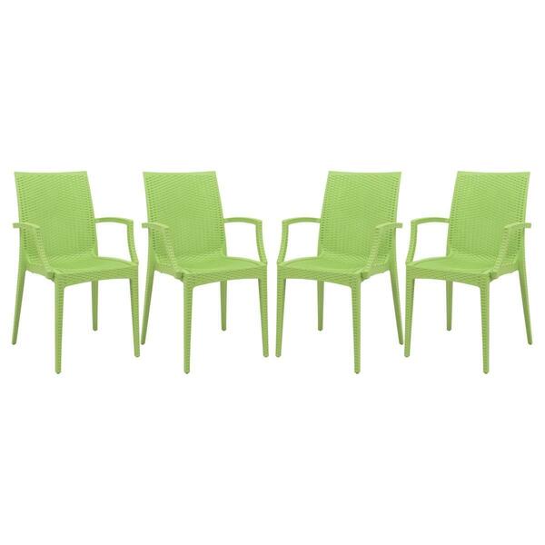 Kd Americana Weave Mace Indoor & Outdoor Chair with Arms, Green, 4PK KD3589139